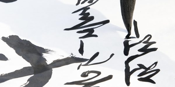 中国古典诗词书法作品，毛笔书写一枝红杏出墙来全句，宣纸背景，墨迹浓淡有致